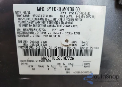 2018 Ford Ecosport Se from USA, damaged, VIN MAJ6P1UL5JC187726